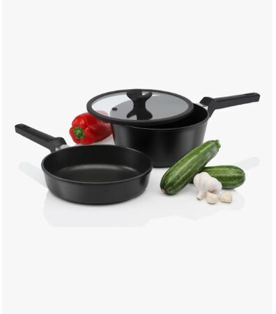 Bateria Cocina Antiadherente 3 Piezas Tio Tito 20cm Aluminio Negro