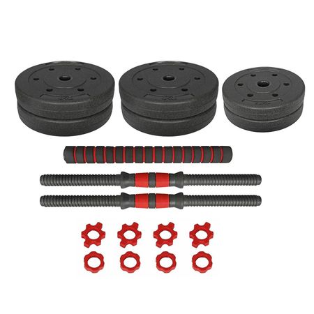 Kit Mancuernas Y Barra Tope A Rosca 25 Kg Discos Pvc Alpina