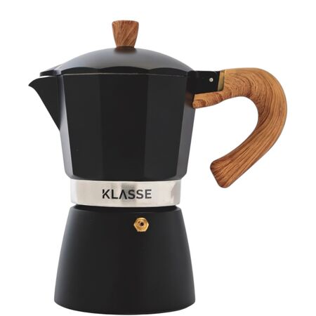 Cafetera Estilo Italiano Moka Klasse 6 Tazas 310 ml Negro Mate con Wood pattern (KS3709)