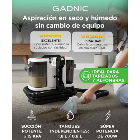Aspiradora Limpia Tapizado Gadnic 700W con Accesorios Intercambiables