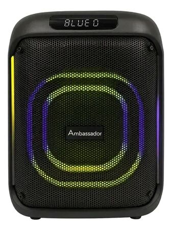 Parlante Portatil Ambassador Bluetooth Luces Led Inalambrico Negro