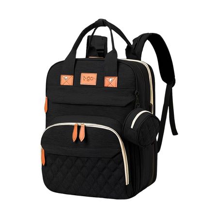 Mochila Maternal T-go 3 Cuna con cambiador y mosquitero Color Negro