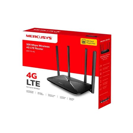 Router 4P Mercusys MB115-4G 300MBps Negro
