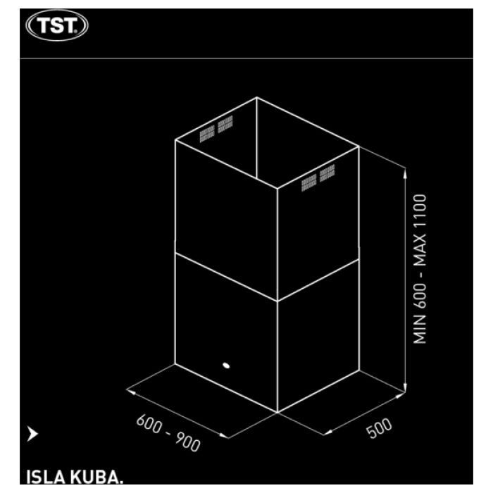 Campana de Cocina Isla Tst Kuba 60cm - Purificador - Extractor - Vista 3