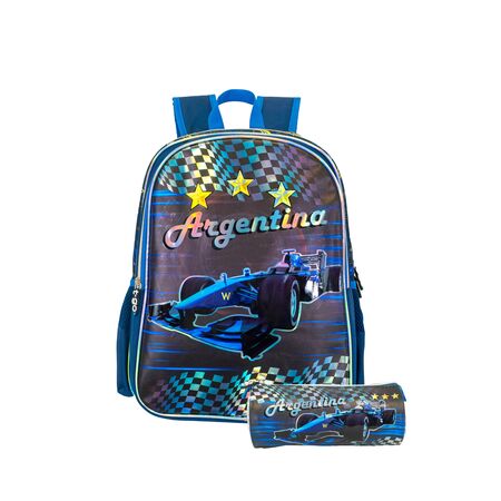 Mochila Escolar Reforzada + Cartuchera Nene Varon 1 F 3 Estrellas Primaria