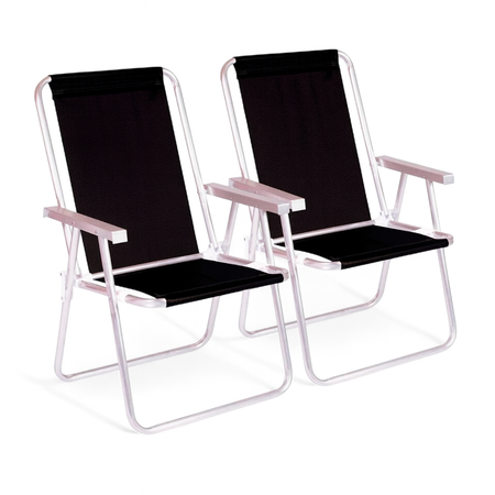 Combo X2 Sillas Confort Mor Sannet Aluminio Cap.120 Kg Negro