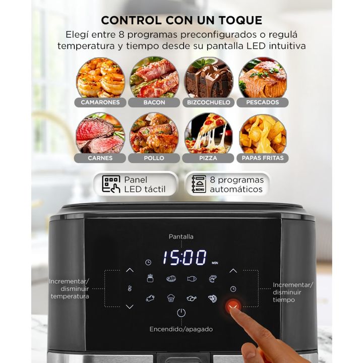 Freidora Eléctrica De Aire Gadnic 8067D 6.5L - Vista 3