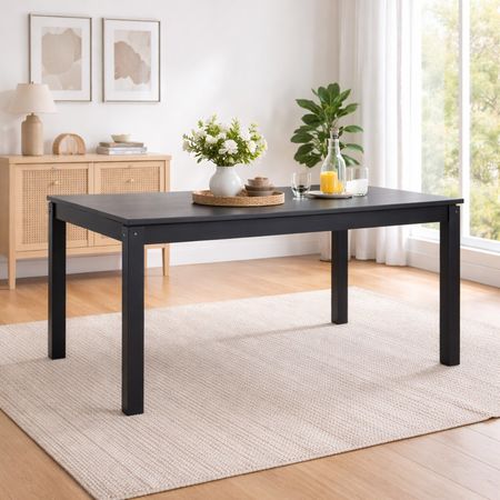 Mesa Moderna Negra 160cm | Elegancia y Diseño Contemporáneo para Comedor Amplio