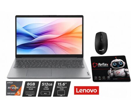 Combo NOTEBOOK LENOVO V15 G4 AMN – RYZEN 5 7520U – 8GB – SSD 512GB – 15,6” FHD+ mouse pad+ mouse inalámbrico 