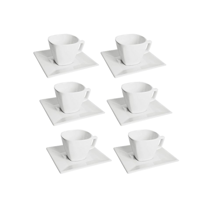Cuadrado Blanco - Set X6 Tazas De Cafe Con Plato 75 Cc - Oxford