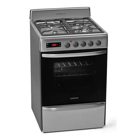 Cocina Longvie Inoxidable 60cm Digital Encendido Luz Grill Ventilacion Tangente