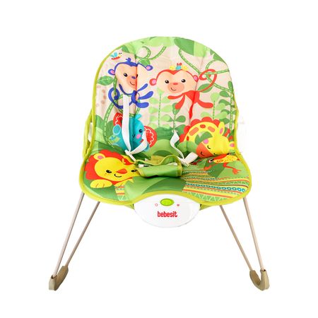Silla Mecedora Bebesit Con Música, Vibración Y Arco De Juegos Verde 8203-C