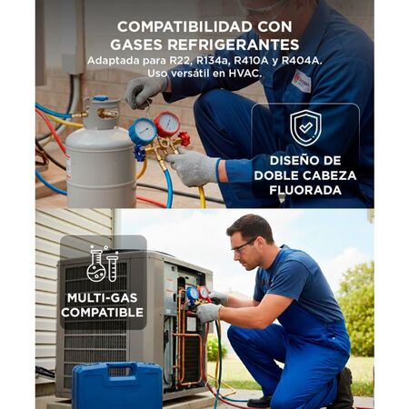 Válvula de Manómetro Gadnic MAN1REF-PRO de Doble Cabeza Fluorada