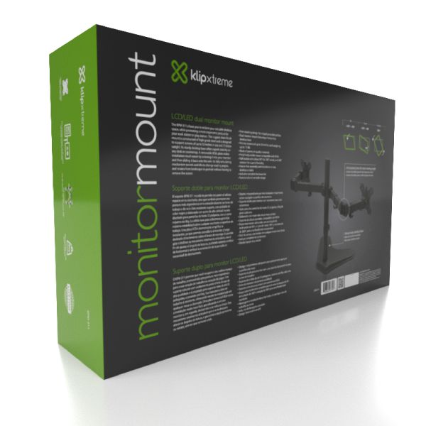SOPORTE MONITOR KLIPXTREME KPM-311 DOBLE MONITOR 13" /32" C/BASE 8KGAC121KLX67 (KPM-311) - Vista 3