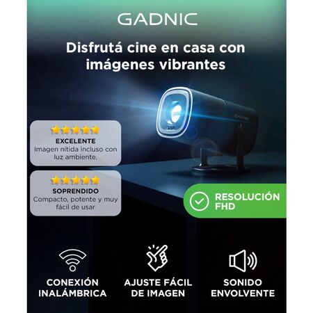 Proyector Gadnic Portátil FHD Android TV Screen Miroring 9000 lumenes