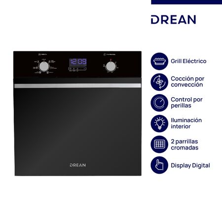 HORNO ELÉCTRICO EMPOTRABLE DIGITAL DREAN HEDR601CN 60CM 2150W