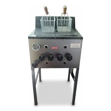 Freidora Industrial A Gas 38 Litros Pevi Valvula 2 Canastos Acero Inoxidable 50hz