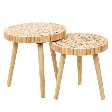 Set 2 Mesas Ratonas Atma Home Corcho Marron ATH-HD5208-NS