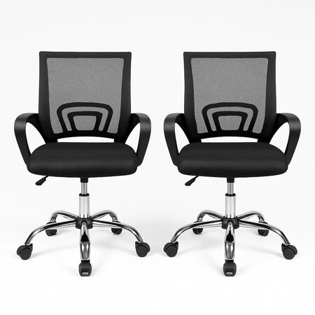 Set de Sillas De Escritorio Clásicas Oficina Ergonómicas con Ruedas color Negro  x 2 unid