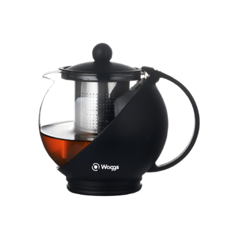 Tetera Circular De Vidrio Termico Waggs Con Filtro Infusor 1.25L