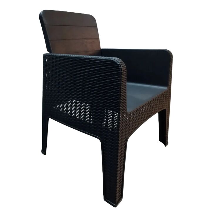 Combo x4 Sillón Plástico Símil Ratan Reforzado Jardin Milo Quality Negro - Vista 3