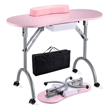 Mesa De Manicura Plegable Care By Gadnic Estructura Hierro MDF Ruedas PP