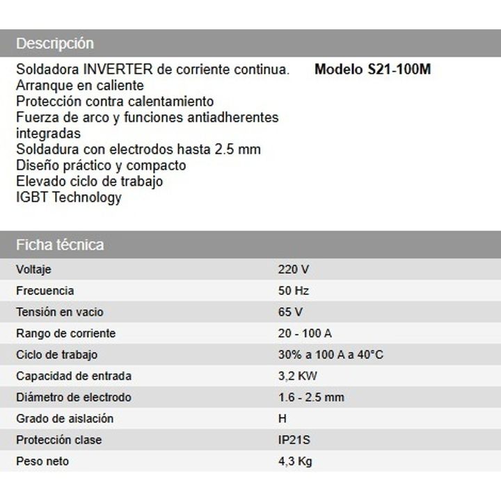 Soldadora INVERTER MMA de 100 A. DAIHATSU - Vista 5