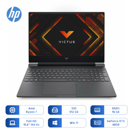 Notebook Hp Victus 15-fb3093 Ryzen 7 7445hs 512g Ssd 16gb 15.6 Pulg Rtx 4050 Mica Silver