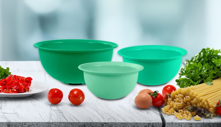 Set De 2 Bowls Verdes Y Colador - Vista 1