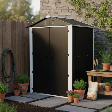 Cobertizo Caseta Deposito De Jardin 120x90x185 Acero Negro