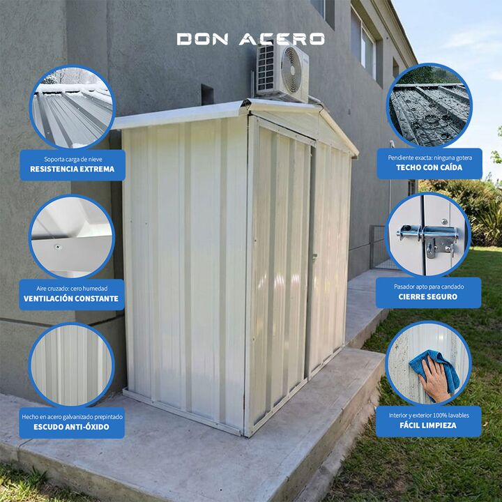 Armario Deposito Galpon de jardin Casi 2x1x2 Blanco DON ACERO - Vista 5