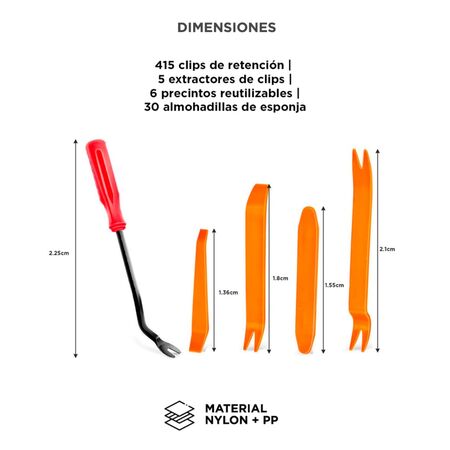 Kit de 415 Piezas Gadnic Clips Retención Extracción de Sujetadores Para Auto
