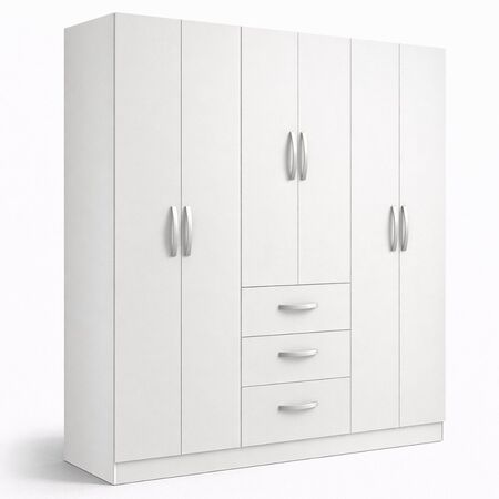 Ropero Placard 6 Puertas y 3 Cajones Blanco Mate Maximo Family