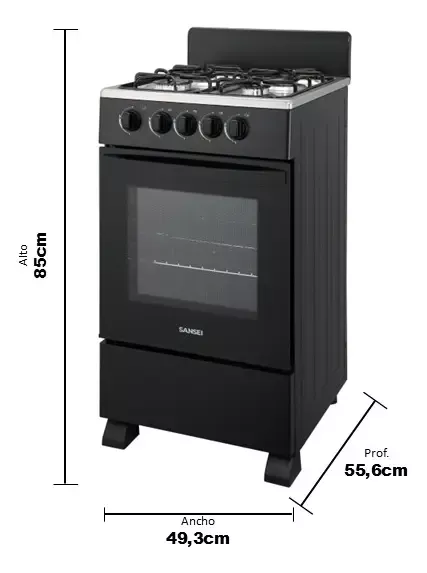 Cocina Multigas 50cm Sansei Essential 4 Hornallas Con Visor - Vista 5