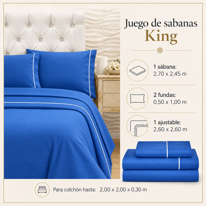 Juego De Sábanas Danubio Colors 144 Hilos King - Vista 2