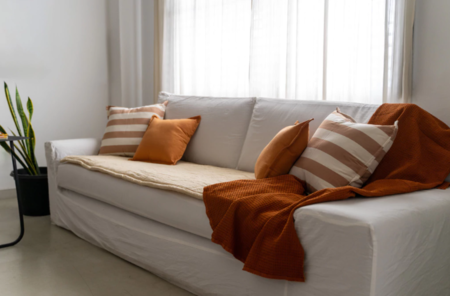 Pillow Manta Protector Cubre Asiento Sillon Tusor 2 Cuerpos Beige