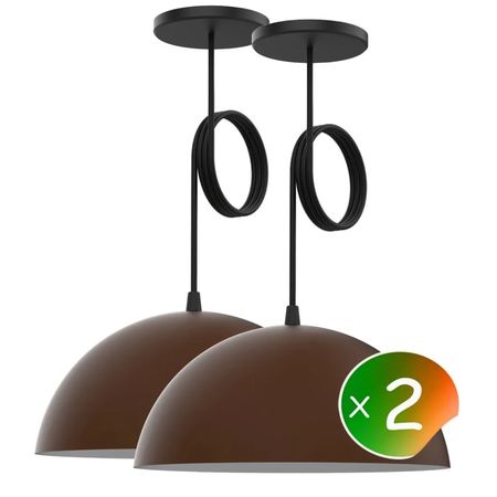 Lampara Colgante Semi Esfera 30 Cm Techo 1 Luz Bulbo E27 oxido X2