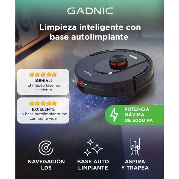 Aspiradora Trapeadora Robot Gadnic AC701 Con Base Carga Mapeo Inteligente - Vista 2
