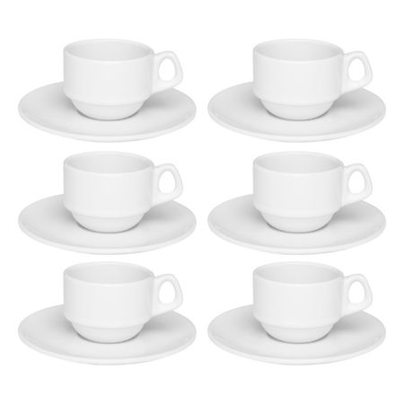 SET X 6 TAZAS DE CAFE 75CC CON PLATO PORCELANA GASTRONOMICA