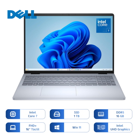 Notebook Dell 16 Dc16251 Core 7 150u 1tb Ssd 16gb 16 Pulg Tactil Ice Blue