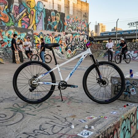 Bicicleta MTB Topmega Whiper R26 7V Blanco/Azul Disco Mec. 