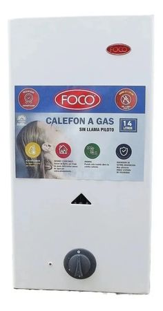 Calefon Foco 14 Lts S/Llama Piloto Oto Con Enc Pila Gas Envasado G/E