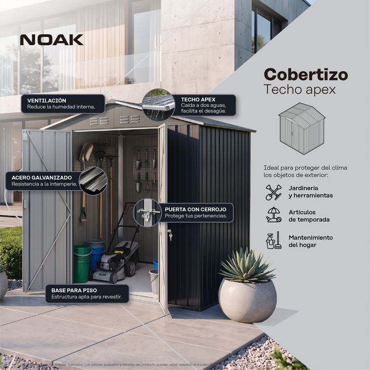 Cobertizo Depósito 181x195x151cm Noak Negro Acero Galvanizado - Vista 2
