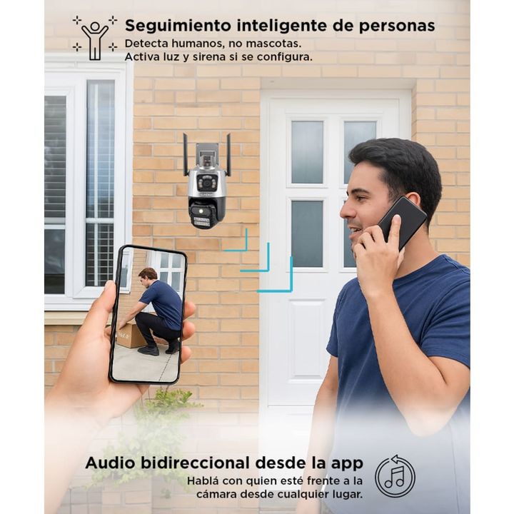 Cámara De Seguridad Dual Gadnic P1-QQ4 Seguimiento Sirena Resolución HD Visión Nocturna App Móvil - Vista 5