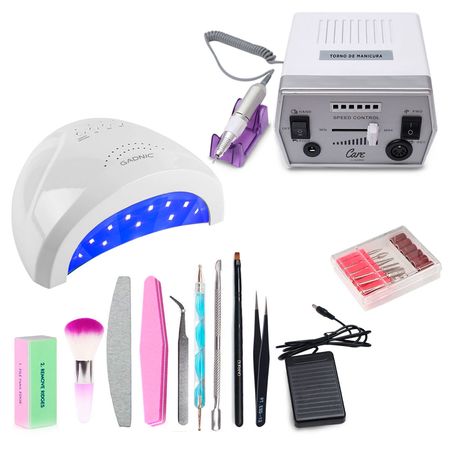 Kit Gadnic de Lámpara LED UV 48W LEDSUN + Torno para Uñas Eléctrico