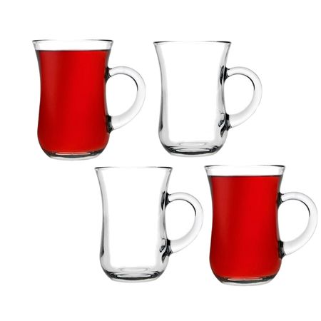 Set X 4 Jarros Tazas Vidrio Con Manija Keyif  Pasabahce