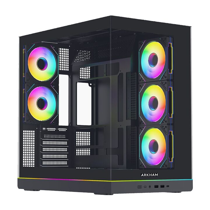 Gabinete Arkham Rascal 5xFan ARGB ATX Negro - Vista 1