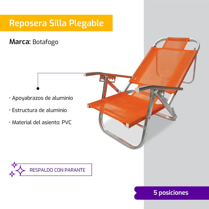 Reposera Silla Playera Plegable Botafogo Copacabana - Vista 2