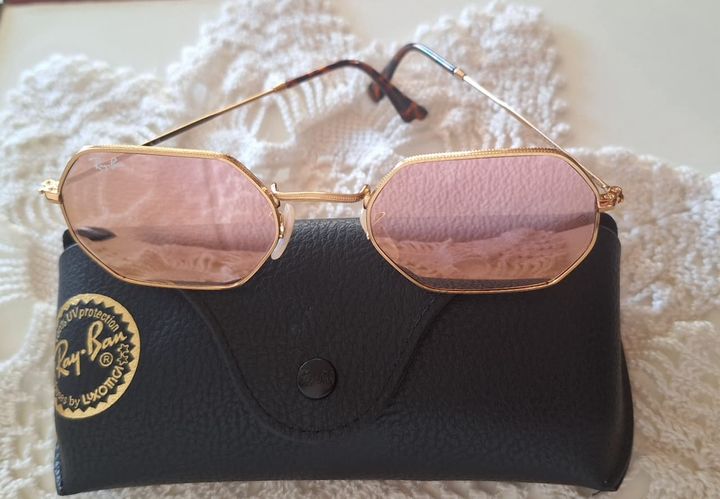Lentes de Sol Ray-Ban RB3556 Octogonal Dorado - Rosa Espejado - Vista 2