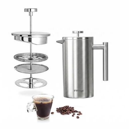 Cafetera de Émbolo Prensa Francesa de Acero Inoxidable Waggs Plateada